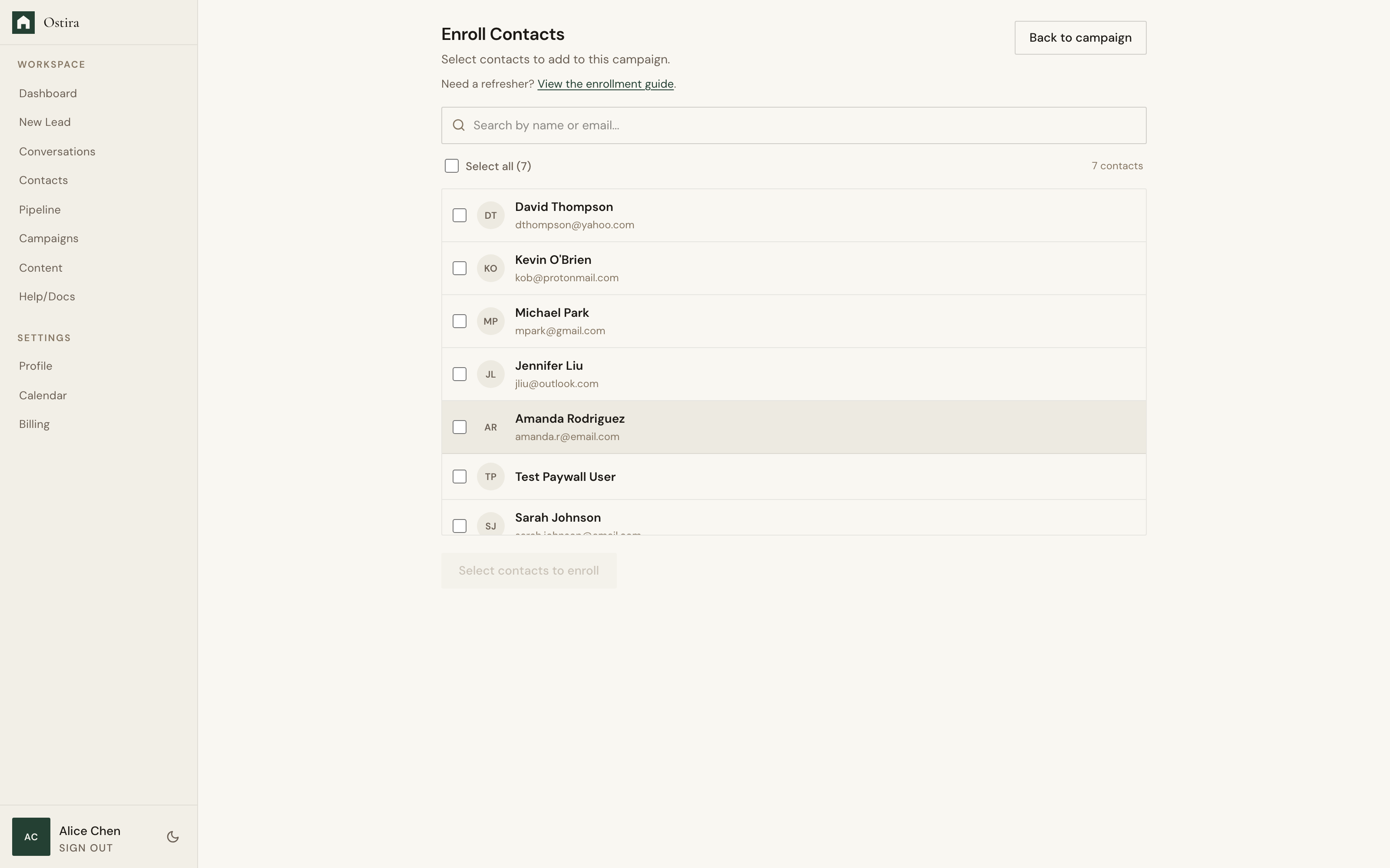 Desktop screenshot for Edit Campaign Steps: Edit, reorder, or remove steps.