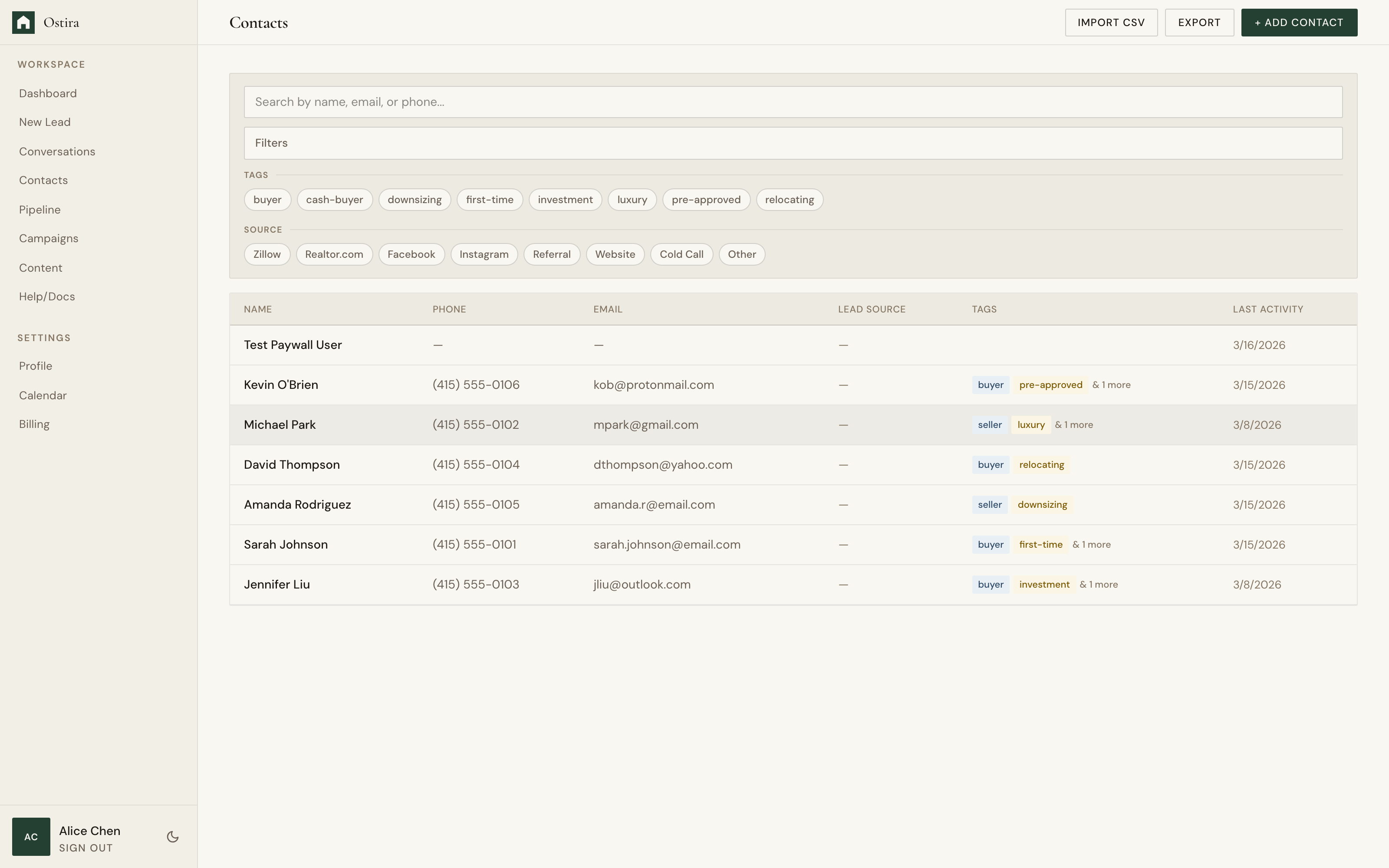 Desktop screenshot for Export Your Contacts: Open Contacts and apply optional filters.
