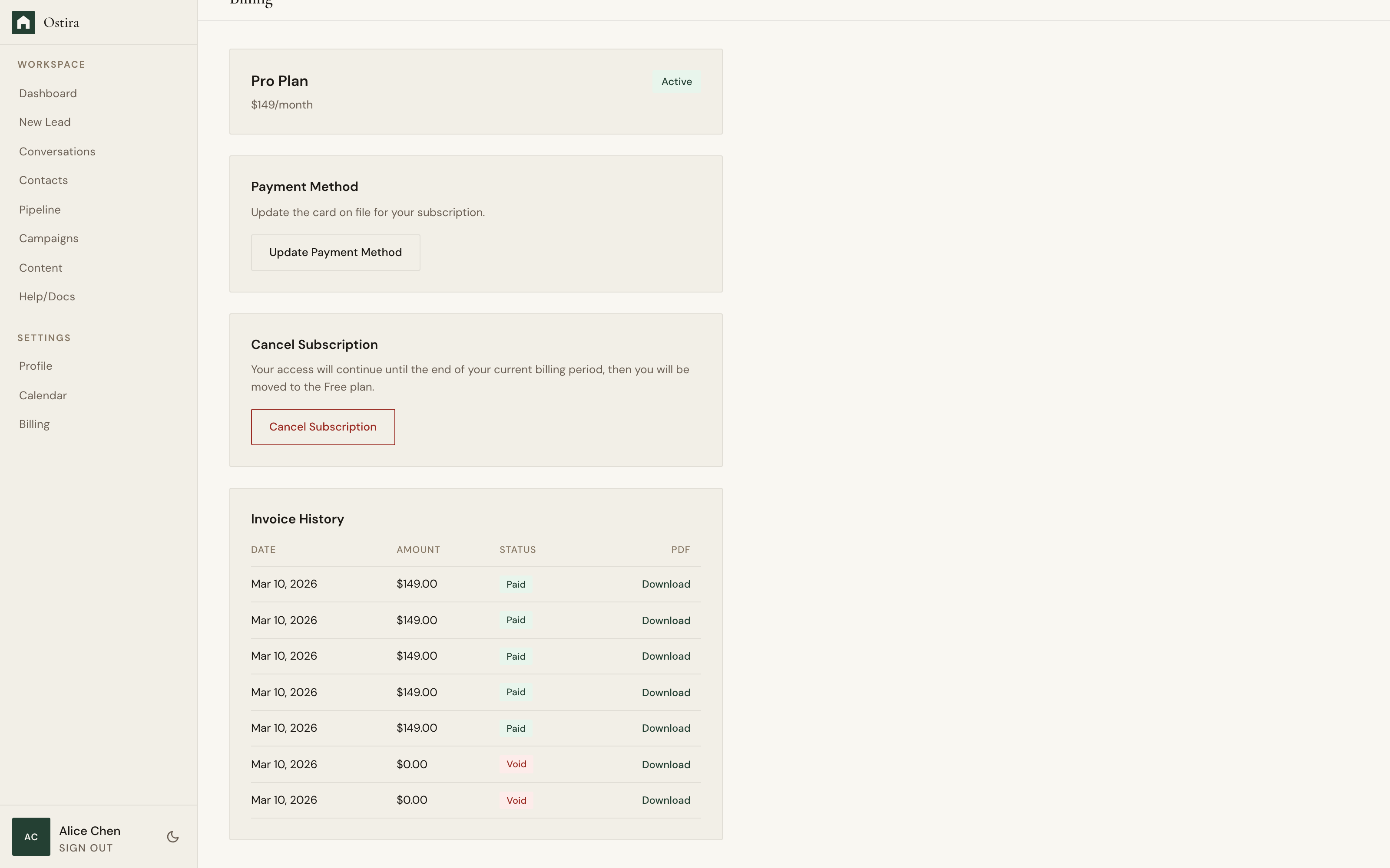 Desktop screenshot for Manage Billing and Invoices: Update payment method if needed.