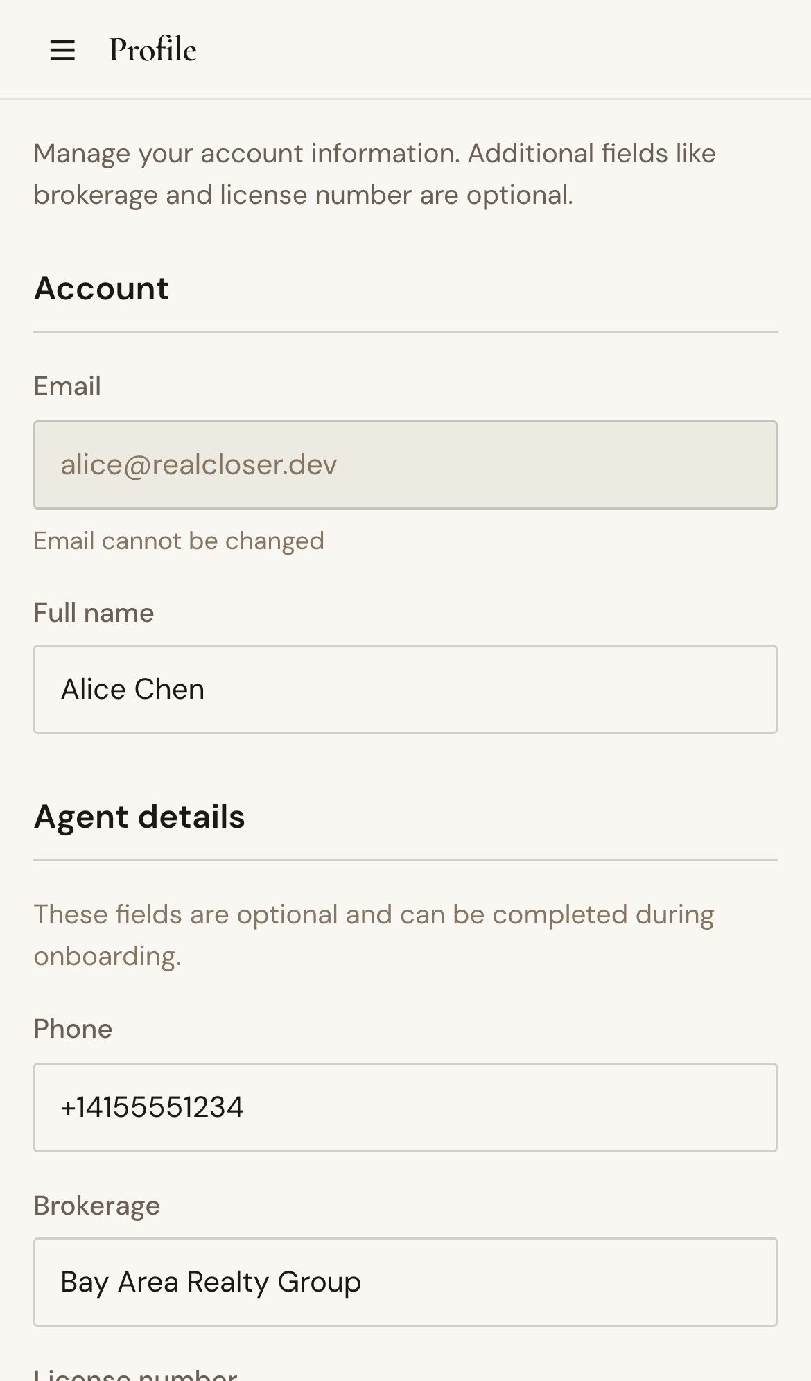 Mobile screenshot for Update Profile and Availability: Open Profile and update account details.