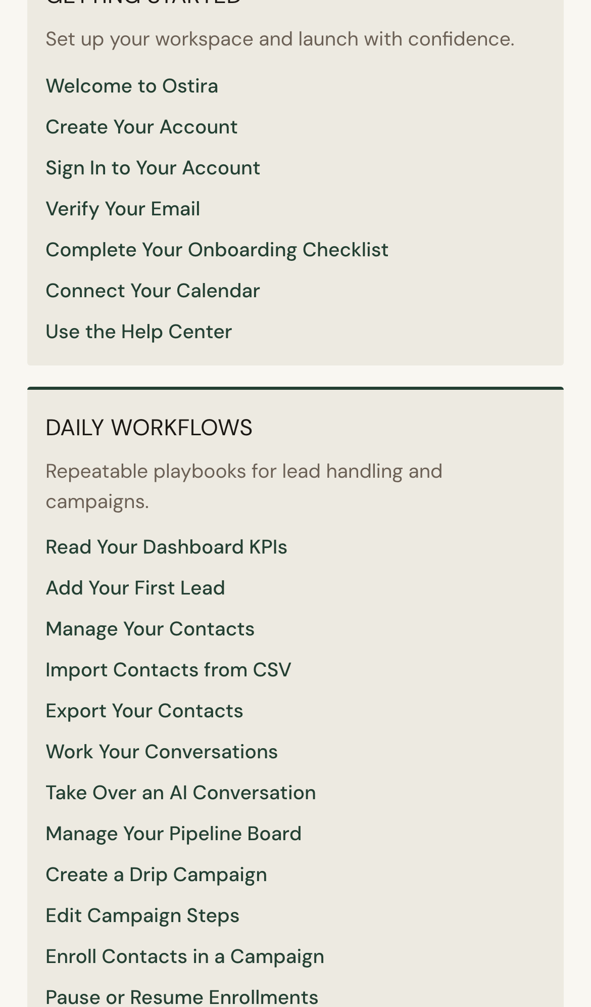 Mobile screenshot for Use the Help Center: Pick a section that matches your task.